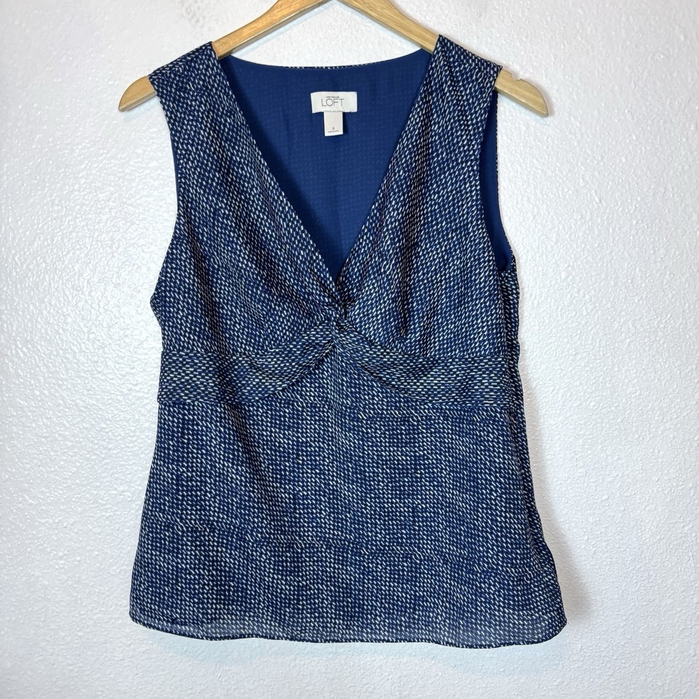 Ann Taylor Blue and White Tank Top